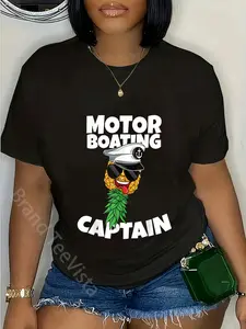 100% Cotton Motorboating Captain Upside Down Pineapple Funny Swinger Men T-Shirt