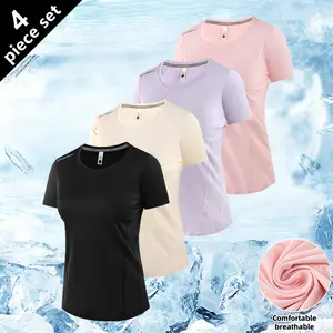 Summer Goddess ice-feel quick-dry sports T-shirt for women—breathable short sleeves, multiple color options, ice-oxygen cooling fabric with built-in cooling effect, high stretch seamless cut for zero restriction during both static and dynamic movement.