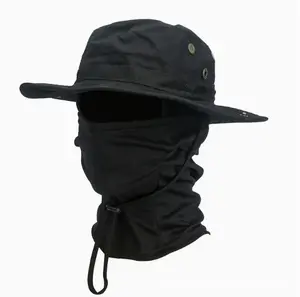 Versatile Outdoor Fisherman Hat Set With Removable Face Cover & Neck Flap - Waterproof Sun Hat for Men & Women - Breathable Mesh Boonie Hat for Camping & Tactical