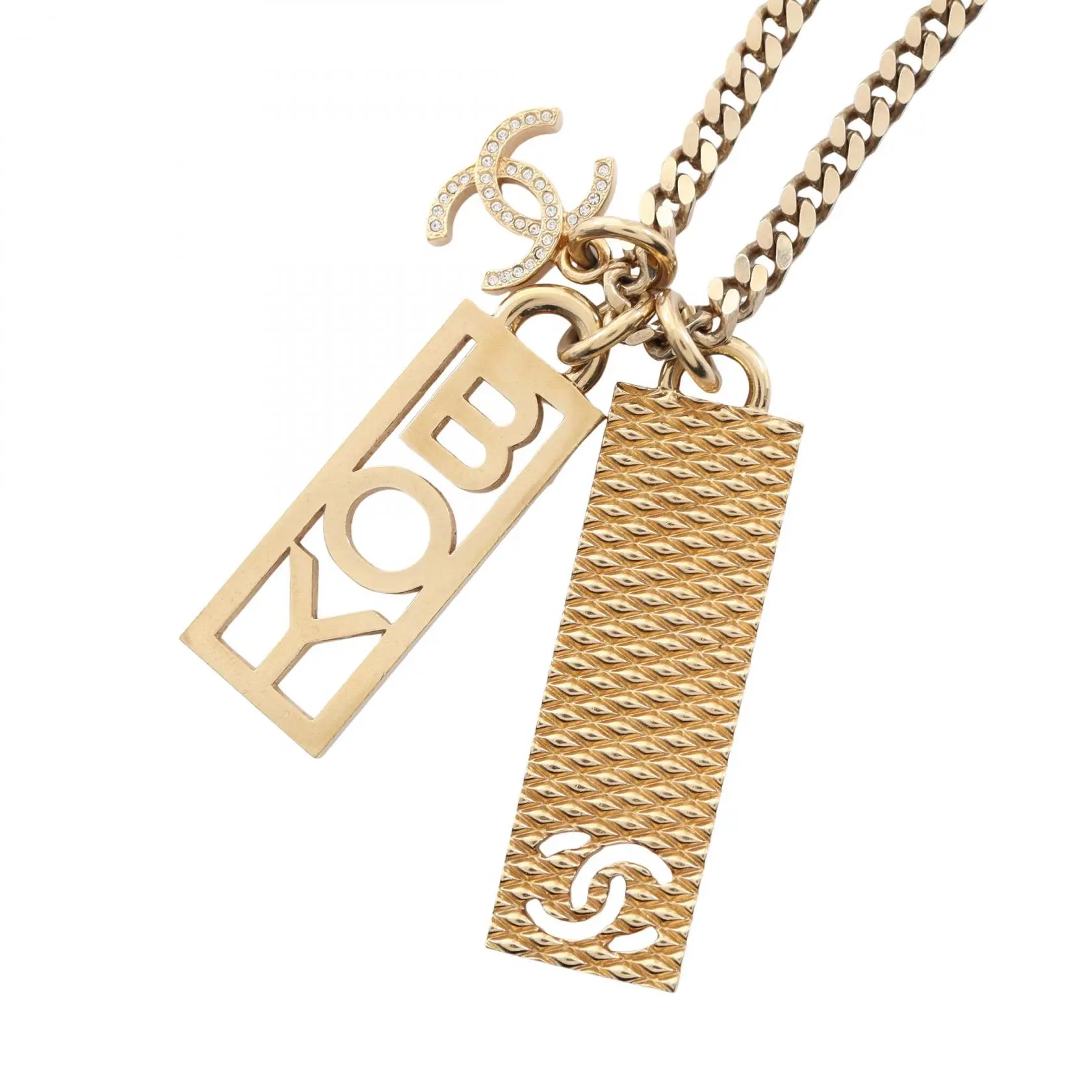 Pre-owned CHANEL Gold-plated Small Leather Goods Coco Mark Necklace