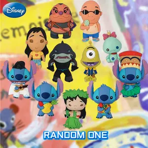 Disney Officially Licensed Cartoon Animation Style Lilo And Stitch Movie Disney Accessories Portable  Keychain Wear-resistant PVC Material Ring Everyday Backpack Accessory Travel Memories Collection Cute Healing Gift Keychain Daily Life Travel