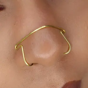 Architectural Gold Nose Cuff Non Pierced Sacred Geometry Face Adornment Afro Futurist Jewelry for Unisex