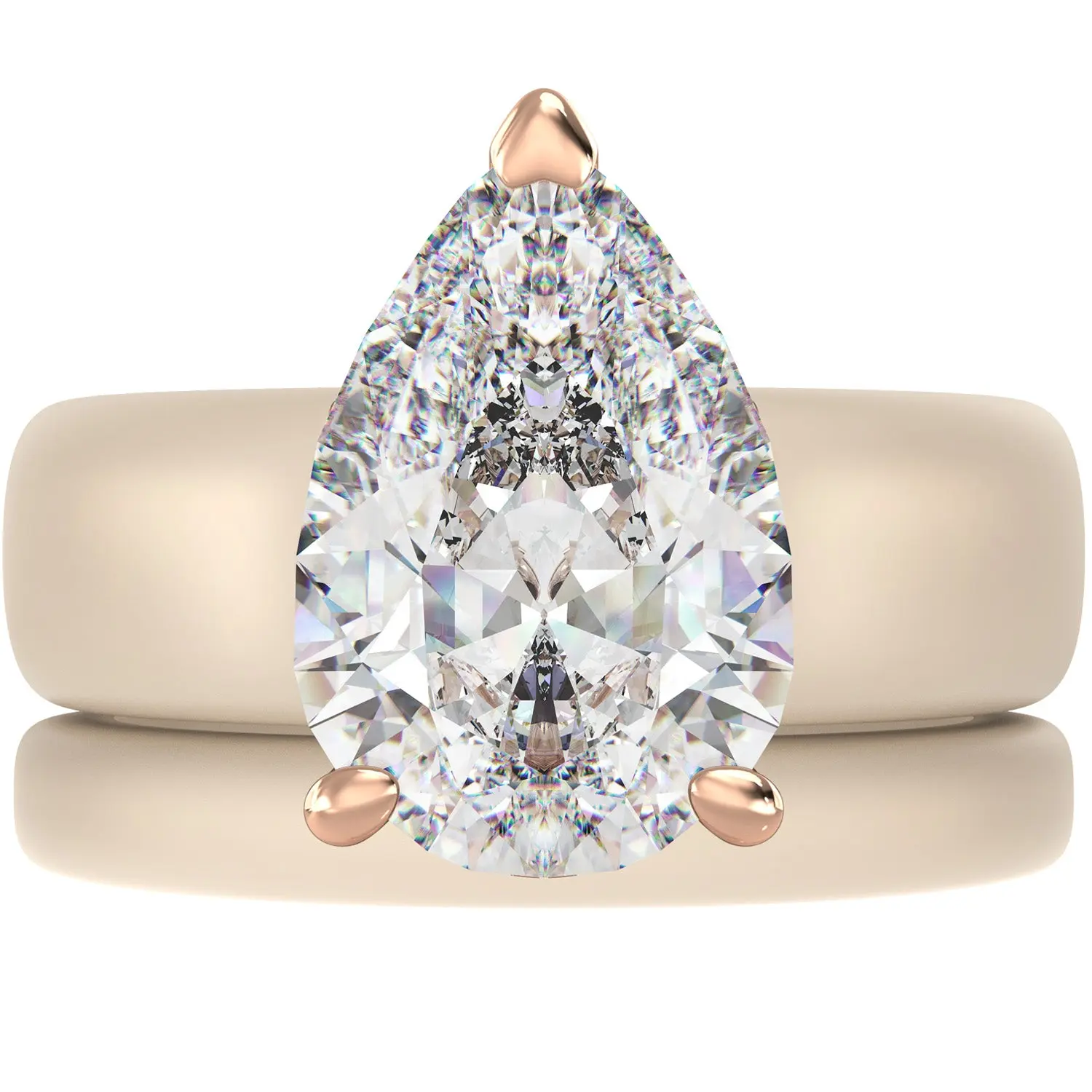 Pear Cut CZ Silicone Ring Set for Women, Stackable 2-Ring Set, 8×12 mm Pear Cut CZ, Patent-Pending Design - GlowStone Collection