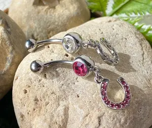Horseshoe Clear Gem Belly Ring Navel Naval Lucky Horse Shoe - Only Clear Left In Stock!