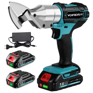 YOFIDRA Cordless Metal Shear for 20V Max Battery, 550 Brushed, Max 3mm Cutting Capacity, 2-Speed Variable Control 1200SPM, Straight Head Design, 2×2.0Ah Batteries & Fast Charger, Cuts Steel, Iron, Carpet, Leather, Cardboard