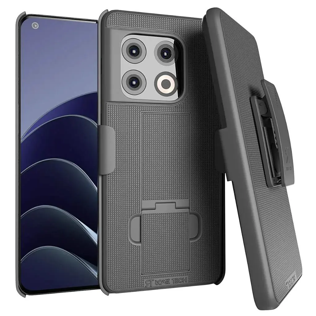 Rome Tech Belt Clip Holster Case for OnePlus 10T – Rugged Dual-Layer 360° Drop Protection, Non-Slip TPU + PC Armor, Foldable Kickstand, Raised Bezel Screen & Camera Protection, 180° Rotating Belt Clip