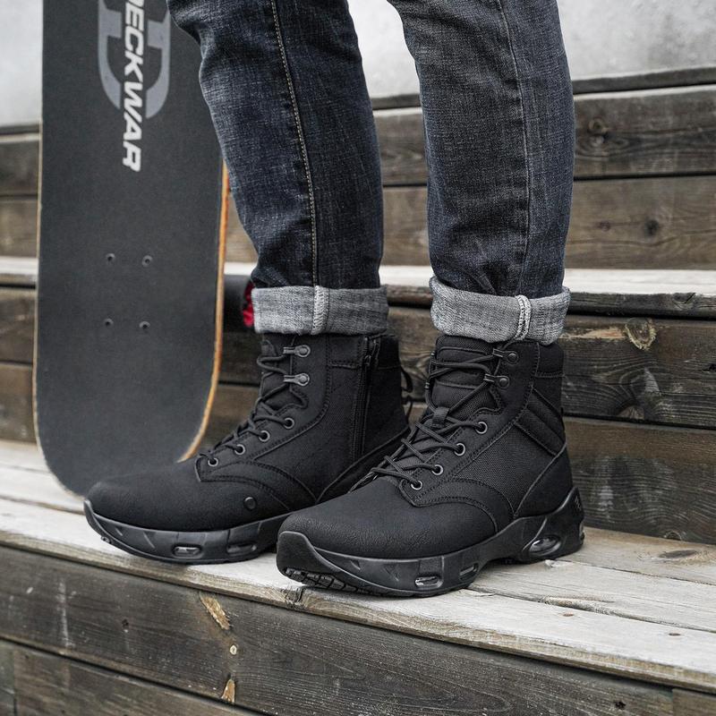 Zipper Men's Work Boots | Waterproof Slip-proof Cold-resistant | Air-cushioned Soft Sole | Durable Stain-resistant | All-day Comfort for Standing & Hiking | All-season Wear