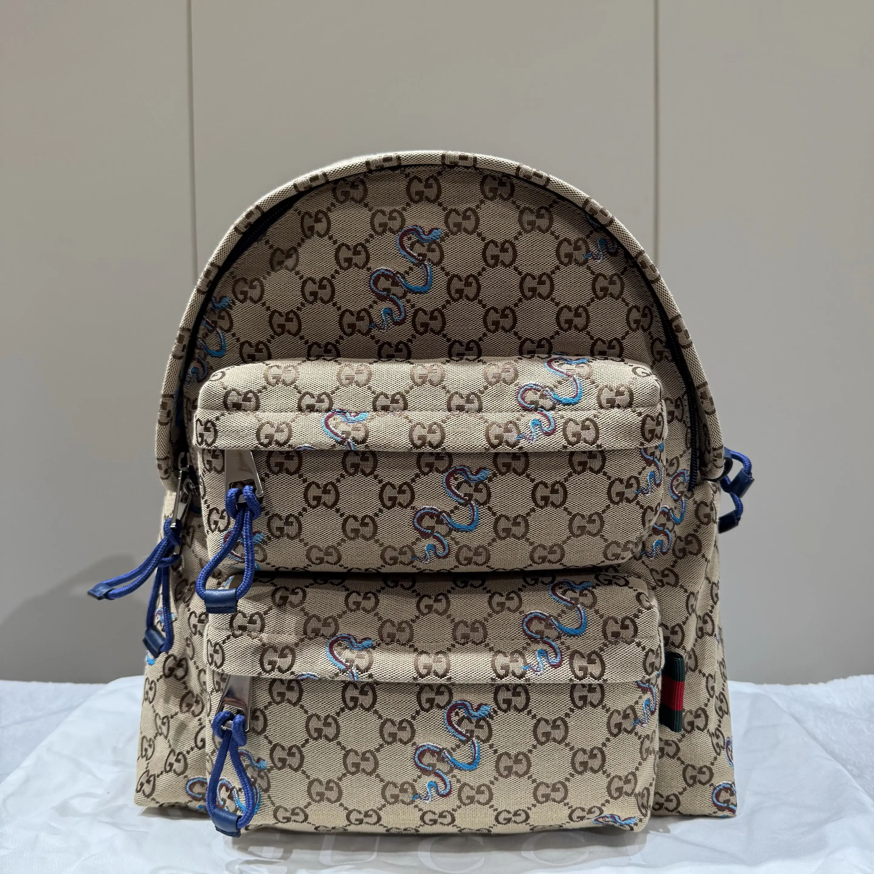 Pre-owned GUCCI leather Backpacks Year of the Snake Special Collection Embroidered GG Monogram Backpack 51245806 SH