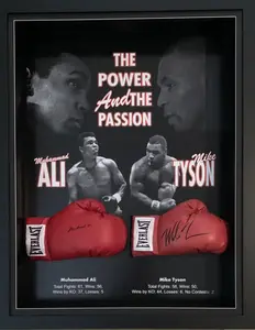 Everlast The Power and The Passion Dual Gloves Personally Signed by Muhammad Ali & Mike Tyson Poster 24x36 Inches Unframed High-Quality Photo Paper Gift for Special Events