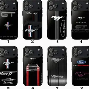 Ford Mustang GT Logo Phone Case Collection, Black Mustang Racing Cover for iPhone & Samsung Shockproof Protection Suitable for iPhone 17-11 Pro Max/Plus and  Samsung Galaxy S23-25