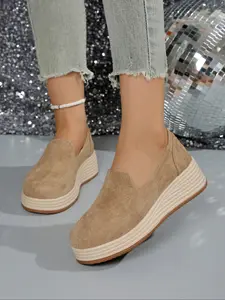 Women's Fashionable Solid Color Wedge Shoes, Casual Comfortable Shoes for Daily Wear, Female All-match Trend Shoes for Daily Wear, Girl, Footwear