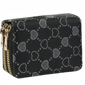 Classic Heart-Shaped Short Handbag Storage Bag, Dual Zipper Coin Pouch, PU Leather Vintage Credit Card Holder, Unisex Daily Use Bag