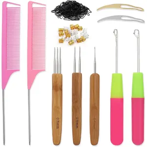 Crochet Hooks for Hair,5 PCS Hair Crochet Hook, 2 Latch Hook Crochet Needle,Multiple Sizes and Types Crochet Needle for Hair Braiding