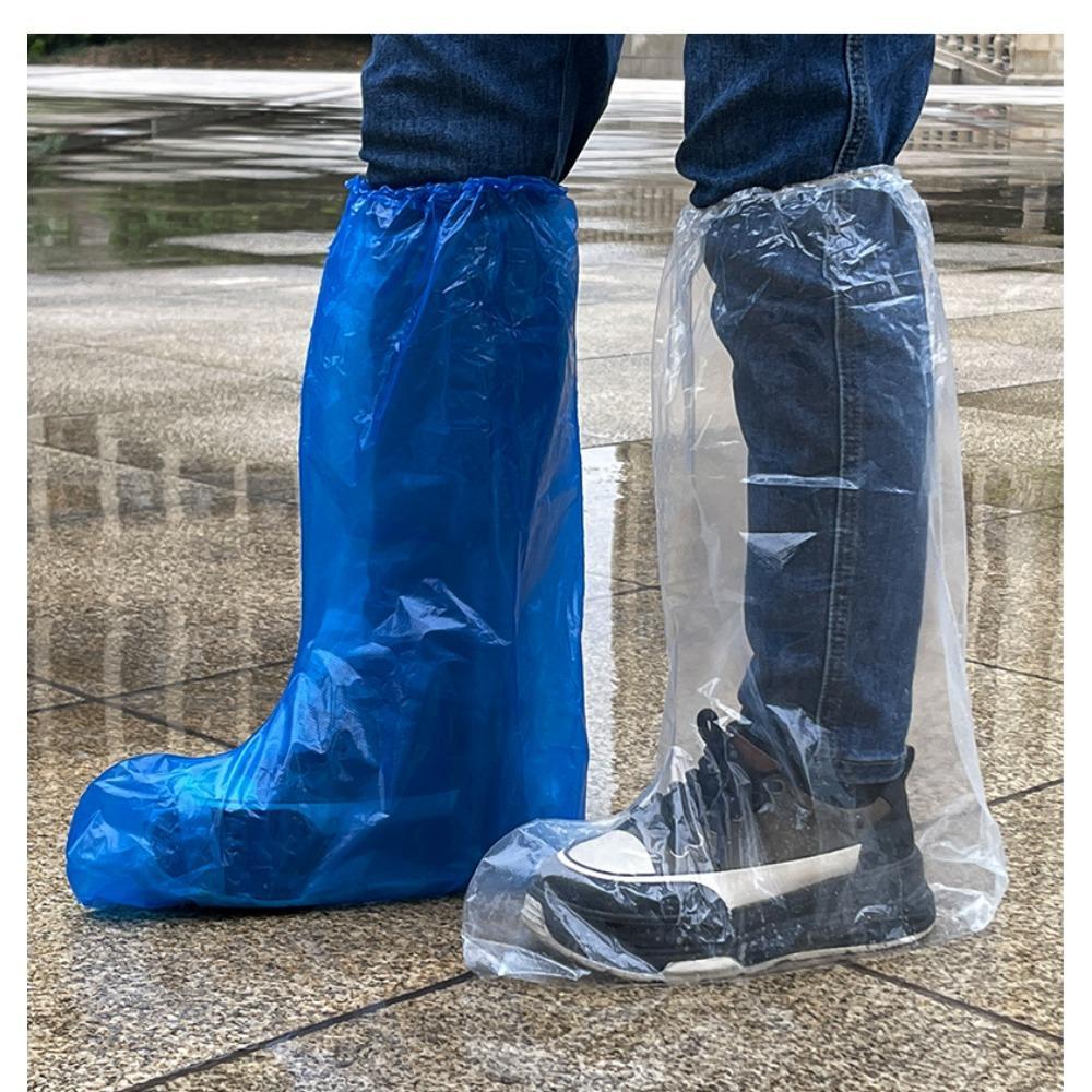 Disposable 10-piece rainproof shoe covers, thickened, non-slip, wear-resistant, long-tube waterproof, transparent foot covers