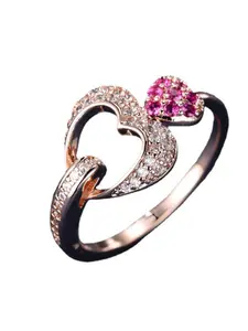 Heart shape  Rings for Women & Girls Zirconia Inlay Fashion Elegant Design Engagement Ring Daily Wear Jewelry Accessory for All Seasons