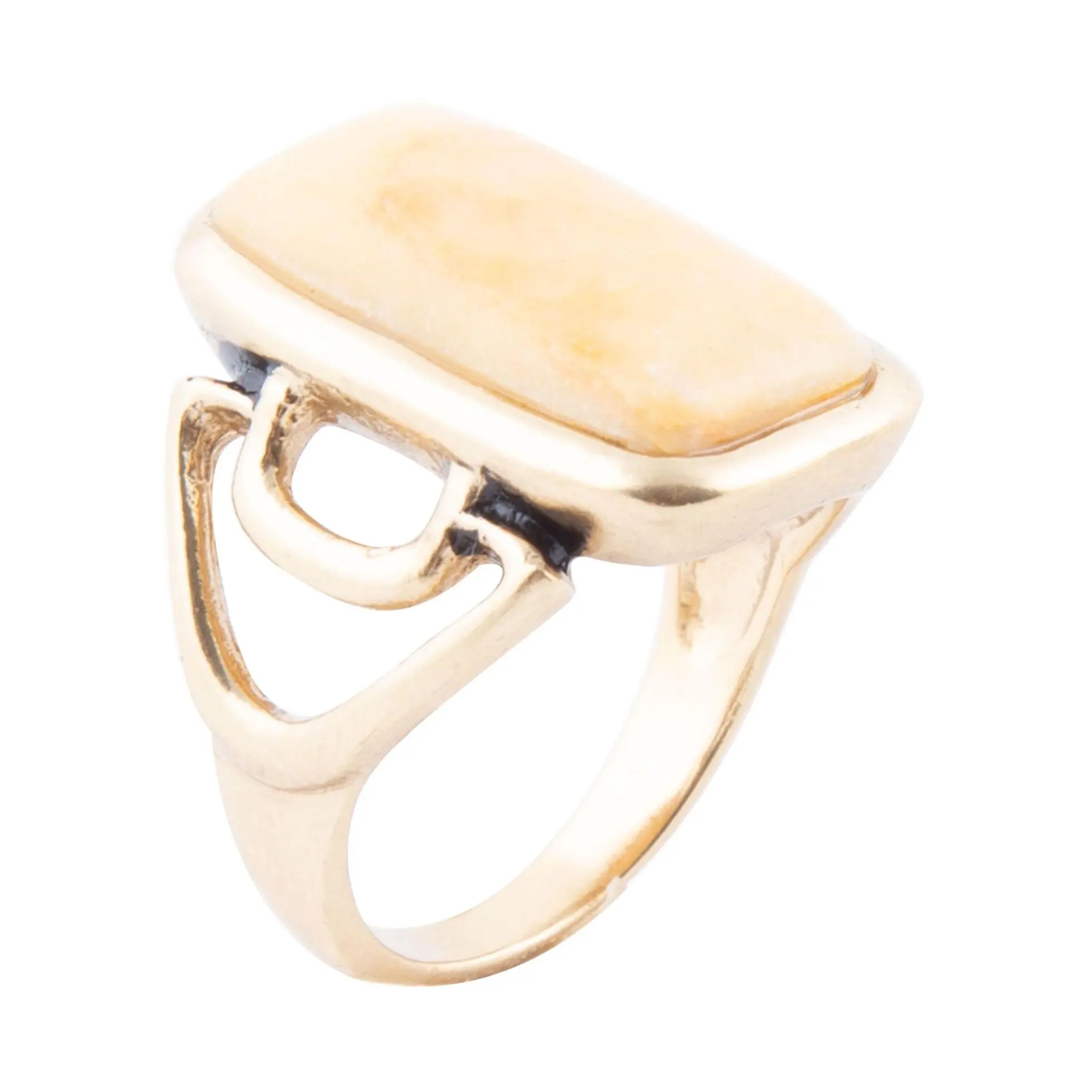 Barse Artisan Crafted Bronze Luster Yellow Agate Ring