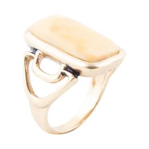 Barse Artisan Crafted Bronze Luster Yellow Agate Ring
