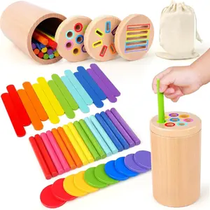 Mother Day Wooden Montessori Baby Toddler Toys: 3 in1 Learning Fine Motor Preschool Toys, Educational Color Sorting Fidget Sensory Toys for Toddlers 1-3, Cause And Effect Boys Girls Gifts 12-18 Month Old