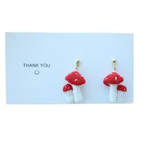 Micro Crochet Mushroom Earring Handmade Earrings Gift for Wife Gift for Mother Gift for Girlfriend  Crochet Mushroom Crochet