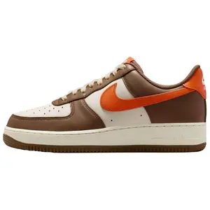 Nike Air Force 1 '07 'Mosswood Brown/Coconut Milk/Campfire Orange' Men's Casual Round Toe Low-Top Sneakers with Air Sole Cushioning & Breathable Mesh Accents