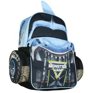 Monster Jam Megalodon Backpack - Shark 3D Monster Truck Kids School Book Bag or Travel Daypack 16"