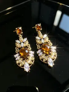 1 pair of retro court style colorful hanging earrings, aristocratic ladies' banquet and wedding style statement earrings, High Quality Earrings