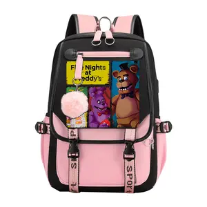 Classic FNAF Backpacks Polyester Backpack Large Capacity Suitable for Women & Men Birthday Gifts for Family and Friends -Pink