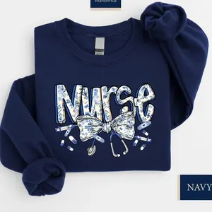 Nurse Toile Bow Sweatshirt or T-Shirt, Stethoscope Bow Shirt, Nurse Coquette Shirt, Gift for Nurse, Healthcare Professionals Shirt, Nurse Appreciation