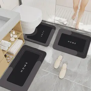 [Non-Slip Diatomite Bathroom Rugs] 3pcs Non-Slip Diatomite Bathroom Rugs Set - 100% Polyester & Diatom, 1000gsm, 0.25cm Thick Rectangular Bath Mats - All-Season Use for Kitchen, Entryway, Home Decor