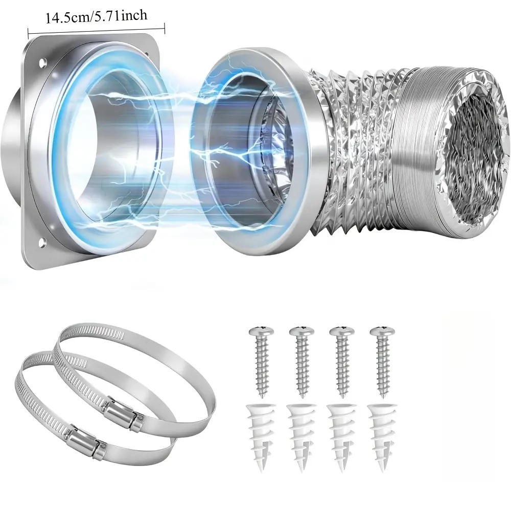 Magnetic Dryer Vent Connector Kit Dryer Vent Hose for Quick Connection and Disconnection Strong Magnet Self-Alignment Airtight Seal for Secure & Efficient Dryer Airflow Universal 2.6ft 4" Duct,summervibes，Magnetic Self-Aligning Dryer Vent Kit-003