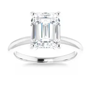 3.00Ct Platinum Certified Lab Grown Emerald Cut Diamond Engagement Ring
