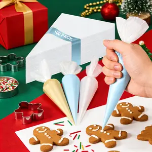 100 disposable explosion-proof pastry bags with tube packaging, one click frosting bags, suitable for cake, cream frosting, and cookie decoration products