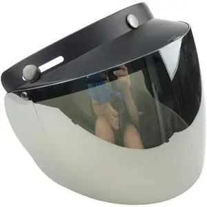 Standard 3-Snap Button Universal Visor for Open Face Motorcycle Helmet Wind Shield Flip Up Down(Mirrored)