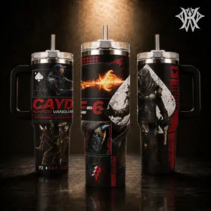 Cayde-6 Destiny 2 Hunter Vanguard 40oz Tumbler with Handle and 20oz Skinny Mug, Ace of Spades Gaming Merch Gift for Fans, Insulated Stainless Steel Coffee Cup Water Bottle Leakproof with Straw Art