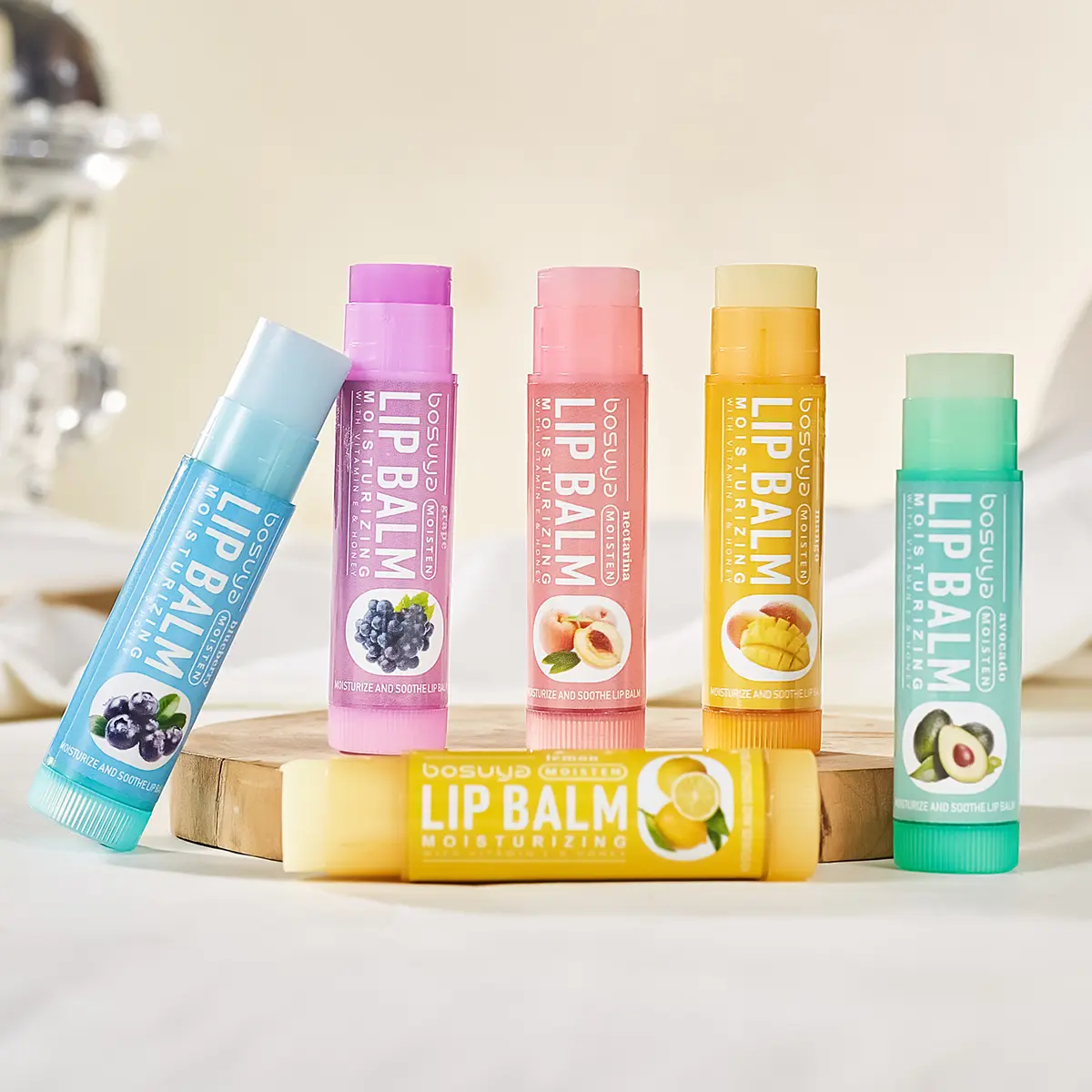 6 Flavor Fruit lipstick Long term Moisturizing Honey Peach Grape Blueberry Moisturizing lipstick is the first choice in autumn and winter
