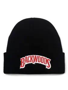 2025 Creative Personalized Skeleton Hat BackWOODS Embroidered Knitted Hat Autumn Winter Outdoor Windproof Warm Sports Ski Hat Daily Commuting Decoration Bean Hat, Beanies, Street Hip Hop Hat Male Female Knit Beanie Fitted