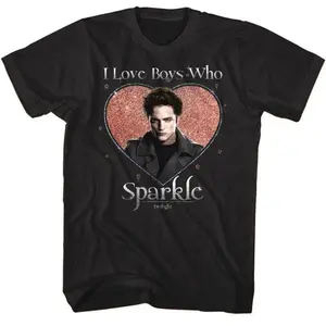 Vintage Twilight Edward Cullen I love boys who sparkle graphic tee, trending meme design for fans essential shirt
