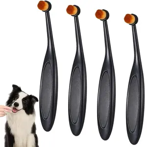 4 Pcs Dog Eye Brush, Pets Grooming Brush, Tear Stain Remover Brushes Washable Fiber, Ergonomic Handle, Long Tapered Bristles for Dogs, Cats, Small Pet Tear Stain Remover
