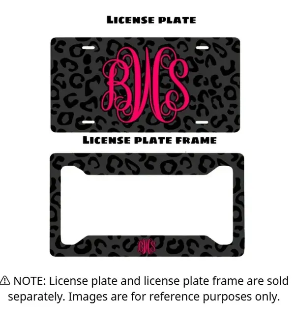 Black Leopard Custom Monogram License Plate & Frame – Stylish Car Accessories Set for Hunters & Outdoor Lovers, Truck Car Tags, Gifts for Him, Tag for Car, Car Accessories
