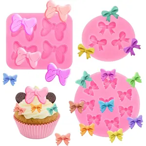 3 Pcs Bow Silicone Mold Fondant Bow Mold Chocolate Candy Cake Pop Molds for Cake Decorating, DIY Desserts, Fondant,Clay