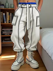 INCERUN Men's Fashion Leisure Colorblock Patchwork Corduroy Jogger Pants, Perfect for Daily Sports Wear