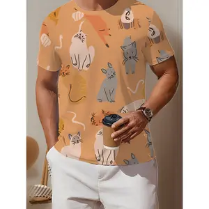 Cool and Breathable Digital Print Fashion Trend Men's Casual Sport T-Shirt - Essential for Summer Home, Outdoor, and Casual  Fashion Styling, a Must-Have for Cool and Comfortable Leisure and Sports