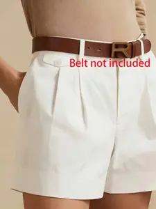 Women's Loose Fit Casual Shorts, Wide Leg Suit Shorts, Comfortable, Stylish and Elegant, Perfect for Daily Wear, No Belt Included, Pocket, Solid