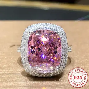 1PC High-grade Luxury Woman Fashion Anniversary Birthday Christmas Gift Party 925 Sterling Silver Ring Princess Bride Engagement Wedding Brand Jewelry Size US 5-11#