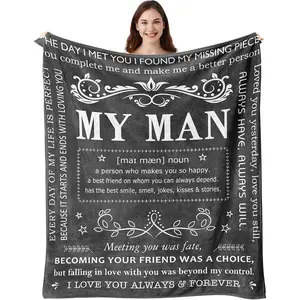 Anniversary Throw Gifts for Him, Gifts for Boyfriend Husband, Husband Boyfriend Gifts Blanket 50"X60", Christmas/Valentine's Day Gifts for Him, Boyfriend Birthday Gift Ideas, I Love You Gifts for Him