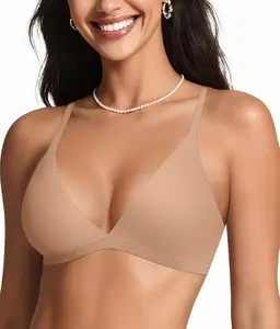 OEAK Womens Ultra-Soft Triangle Bralette No Underwire Seamless Plunge Bra with Adjustable Straps for All-Day Comfort & Support Lightweight Fabric Deep V Neckline