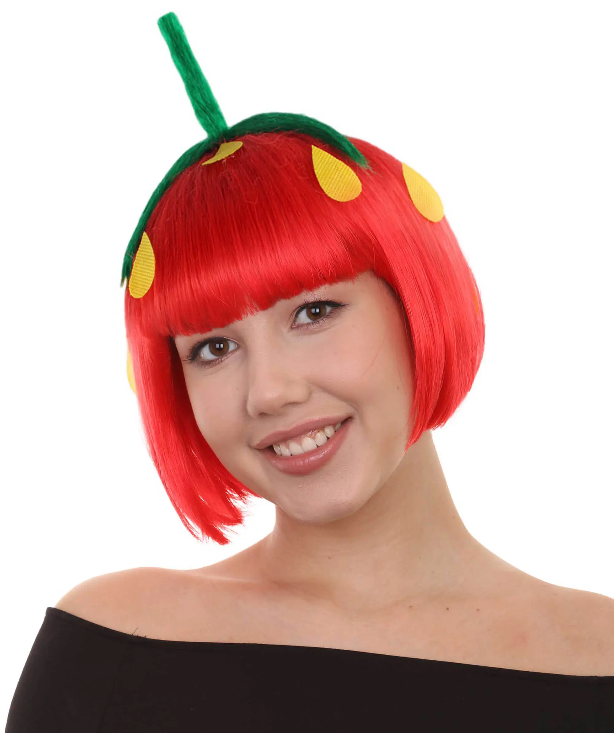 Women's Strawberry Wig, Short Red Style with Premium Breathable Capless Cap, Synthetic Fiber