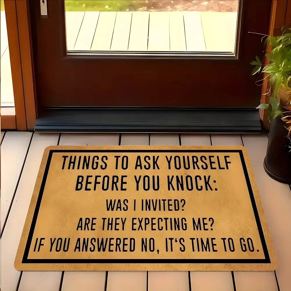 Funny Slogan Doormat - "Was I Invited?" Entryway Rug, Sarcastic Welcome Mat for Introverts, Unique Housewarming Gag Gift for Friends, Anti-Social Household Textile Area Rug, Funny Slogan Doormat Area Rugs