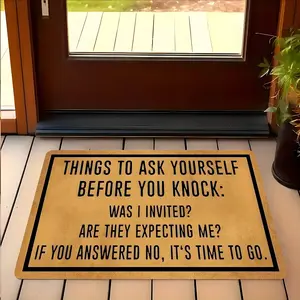 Funny Sarcastic Doormat - "Was I Invited?" Things to Ask Yourself Before You Knock Welcome Mat - Introvert Anti-Social Entryway Rug - Unique Housewarming Gag Gift for Friends
