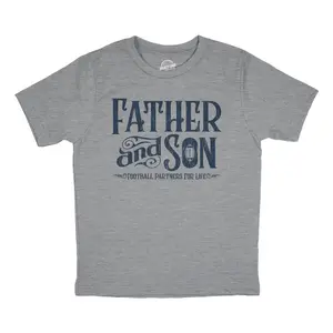 Youth Funny T Shirts Father and Son Football Partners for Life Sarcastic Fathers Day Graphic Tee for Kids Funny T Shirts Dad Joke Tops for Kid Funny Football Short Sleeve Novelty Tees for Kids Light Grey